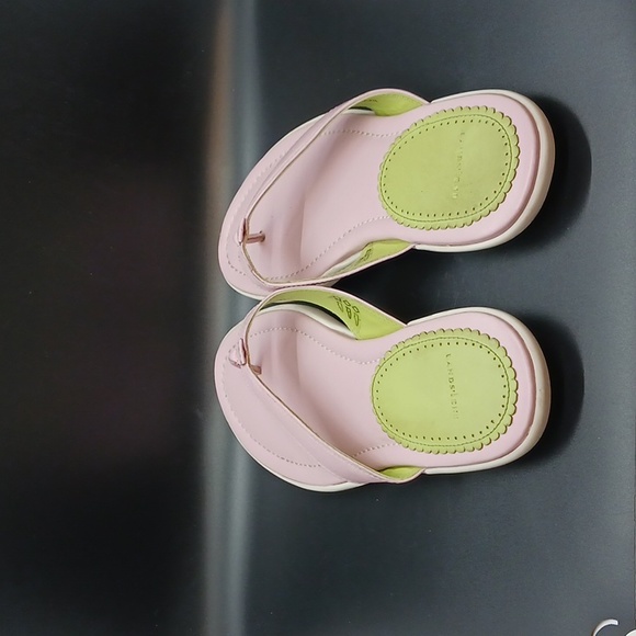 Lands' End    Flip Flops   Sandals Lime Green & Pink    Size 7.5 B - Picture 4 of 7